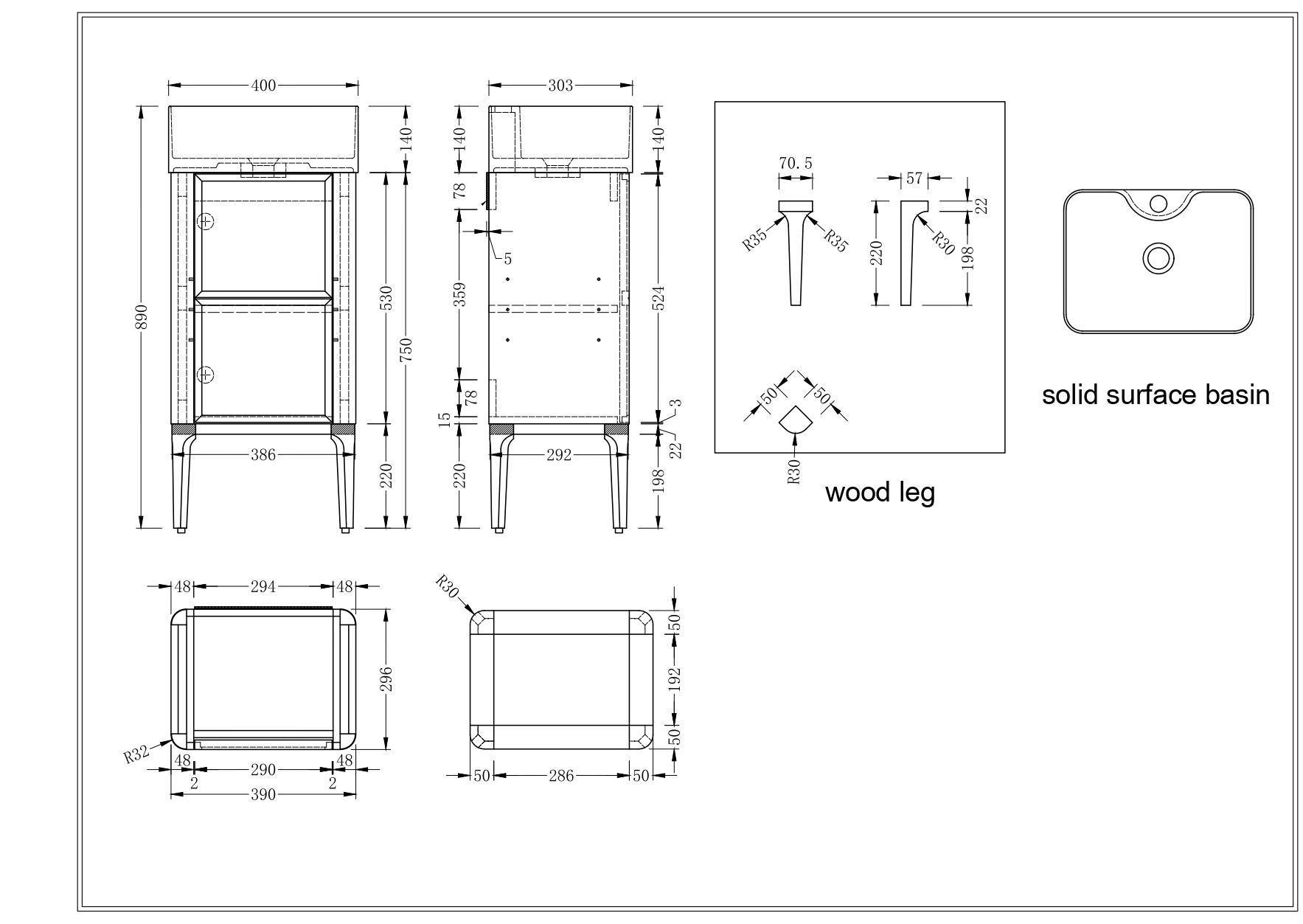 Goa Freestanding Bathroom Vanity Unit - 400mm