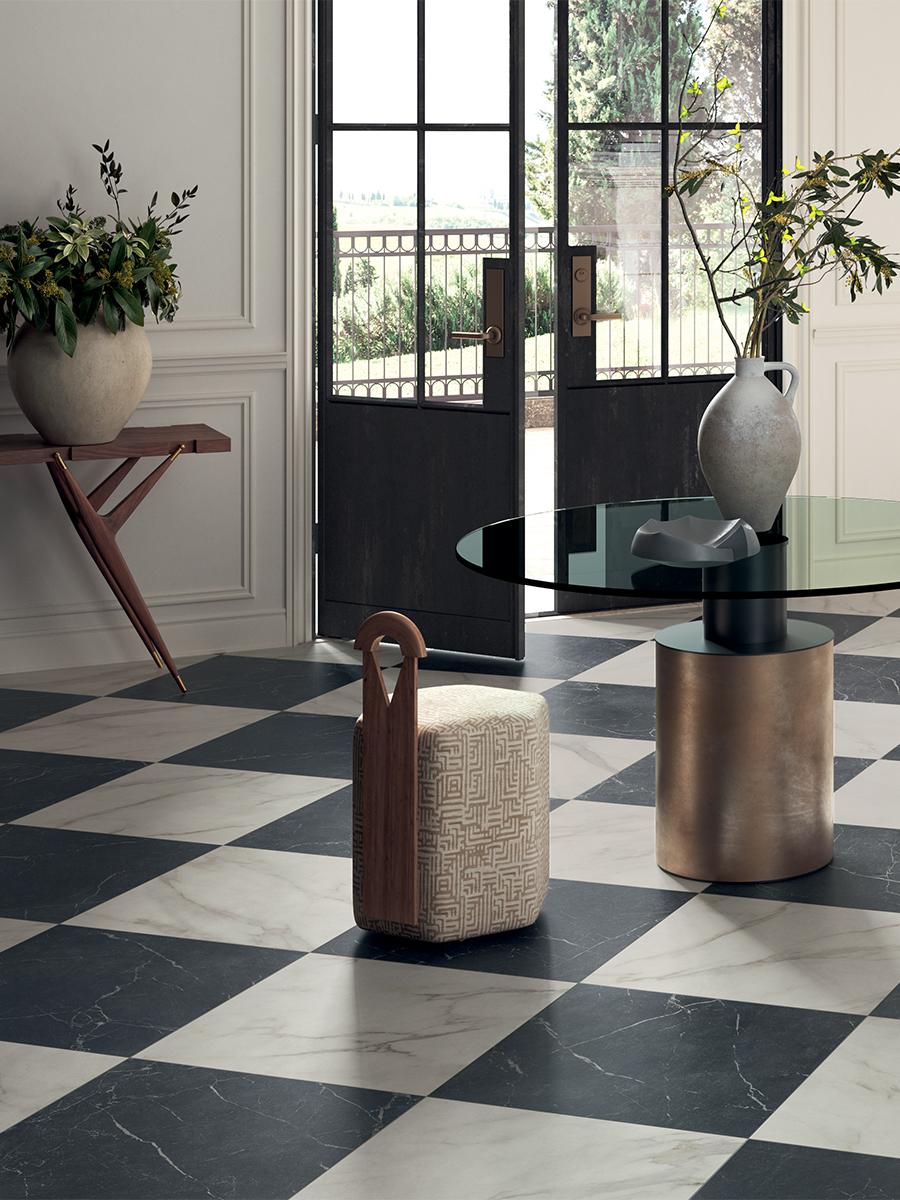 Lusso Noir Italian Marble Effect Porcelain Tile - 300x300x8.5mm