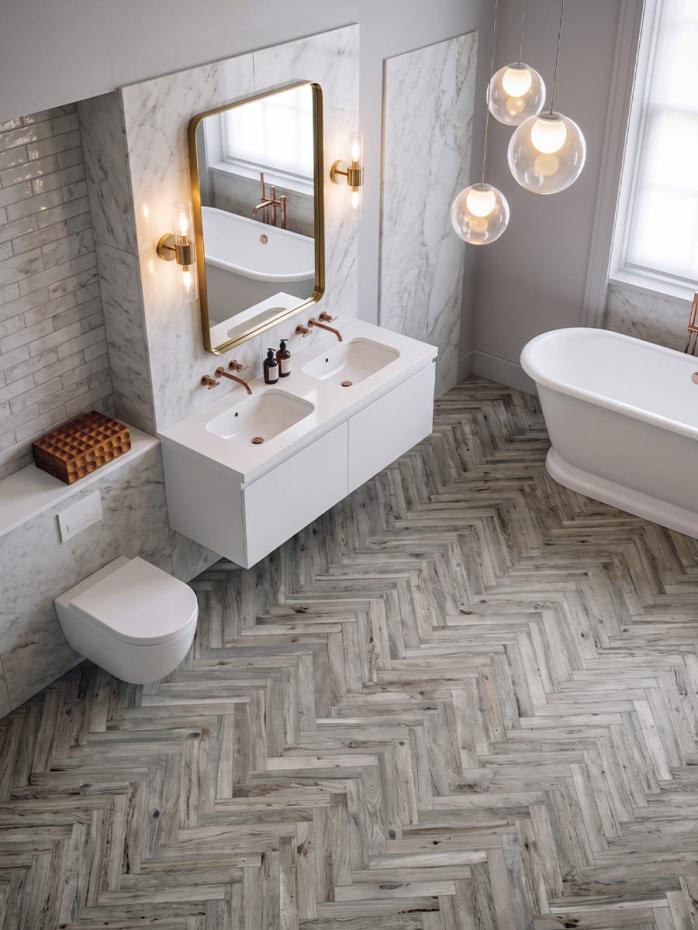 Living Tortora Herringbone Wood Effect Italian Tile - 450x75mm