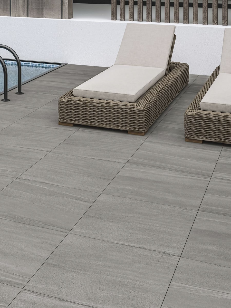 London Stone Grey Outdoor Porcelain Tile - 600x600x20mm