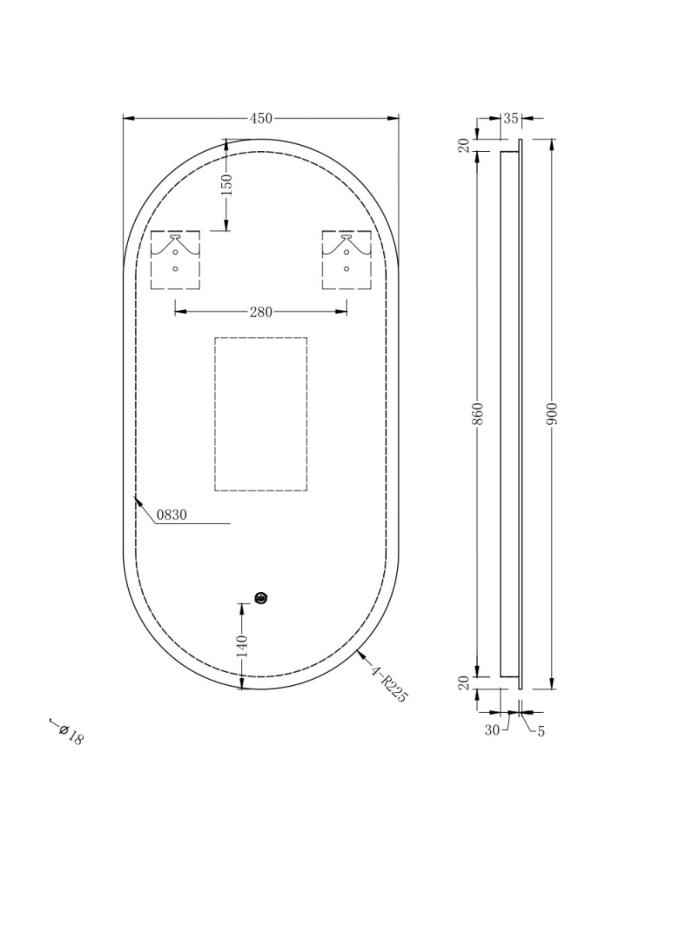 Luna Oval LED Mirror with Defogger Function