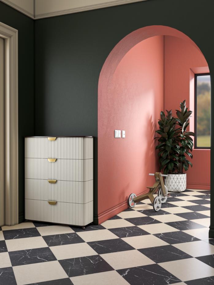 Lusso Noir + Cosmo Crema Checkerboard Porcelain Marble Effect Tiles - 300x300mm