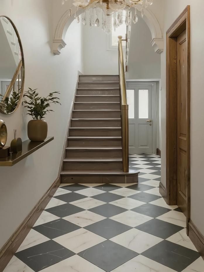 Lusso Gold + Lusso Noir Checkerboard Porcelain Marble Effect Tiles - 300x300mm