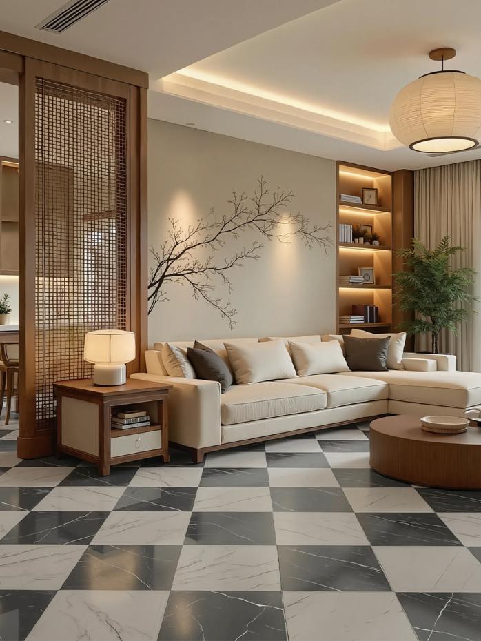 Lusso Noir Marble Effect Porcelain Tile - 300x300x12mm