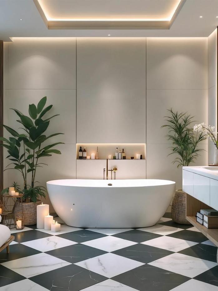 Lusso Noir Marble Effect Porcelain Tile - 300x300x12mm