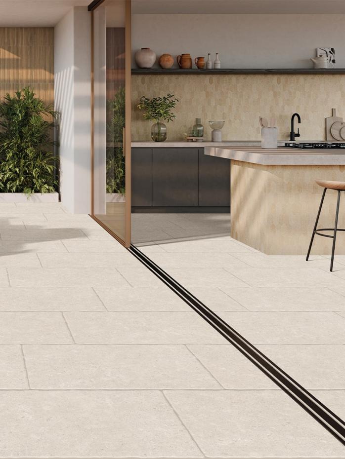 Langham Ivory Tumbled Porcelain Tile - 900x600x10mm