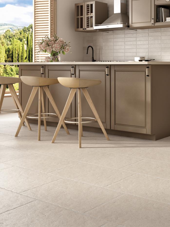 Lyon Limestone Antique Chiselled Edge Porcelain Tile - 900x600x9.5mm