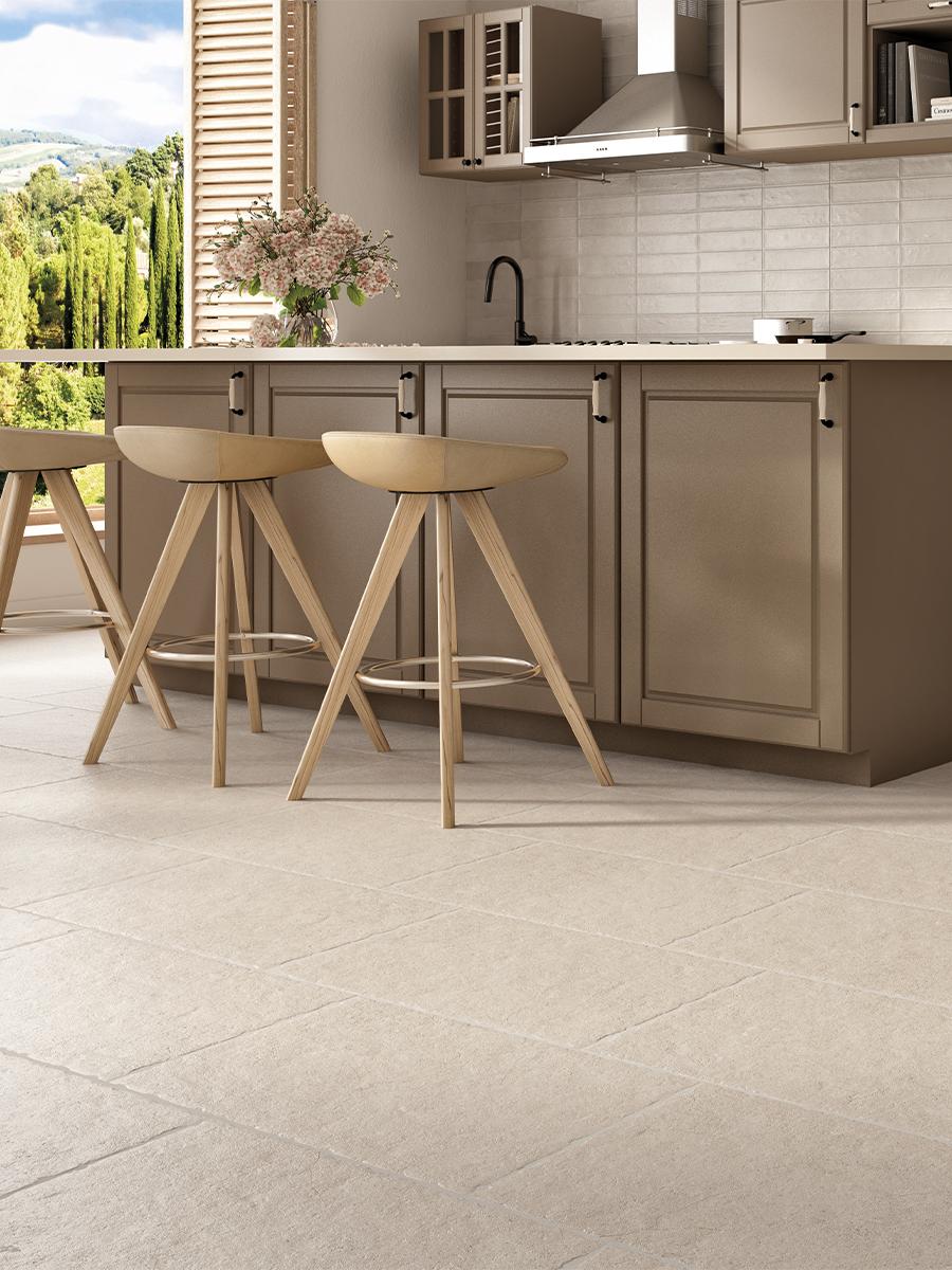 Lyon Limestone Antique Chiselled Edge Porcelain Tile - 900x600x9.5mm