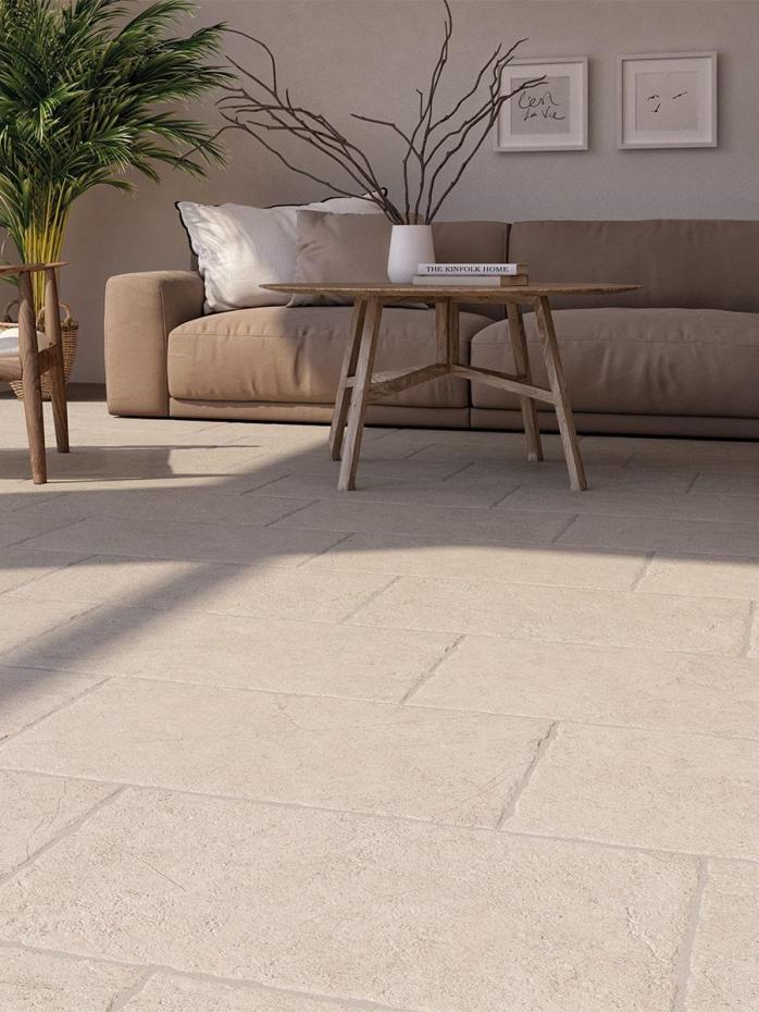 Lyon Limestone Antique Chiselled Edge Porcelain Tile - 900x600x9.5mm