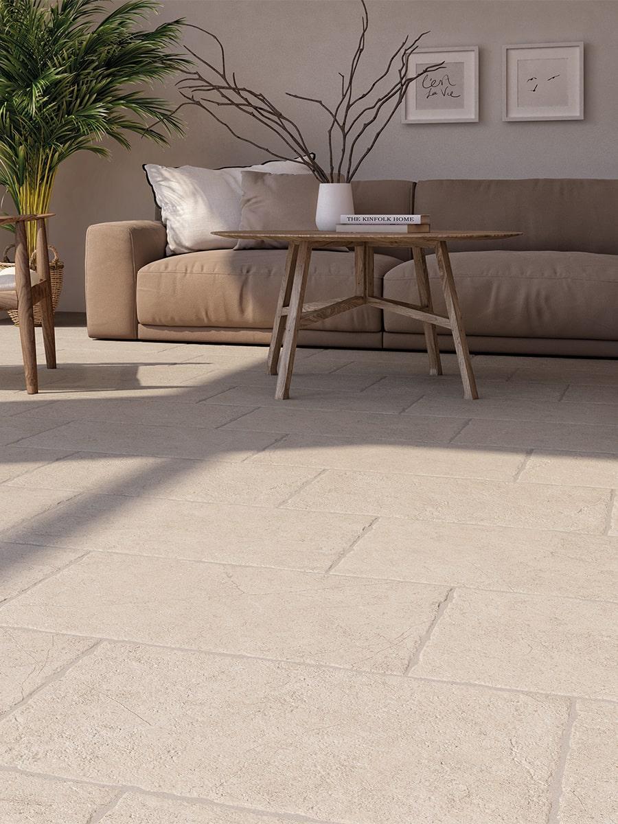 Lyon Limestone Antique Chiselled Edge Porcelain Tile - 900x600x9.5mm