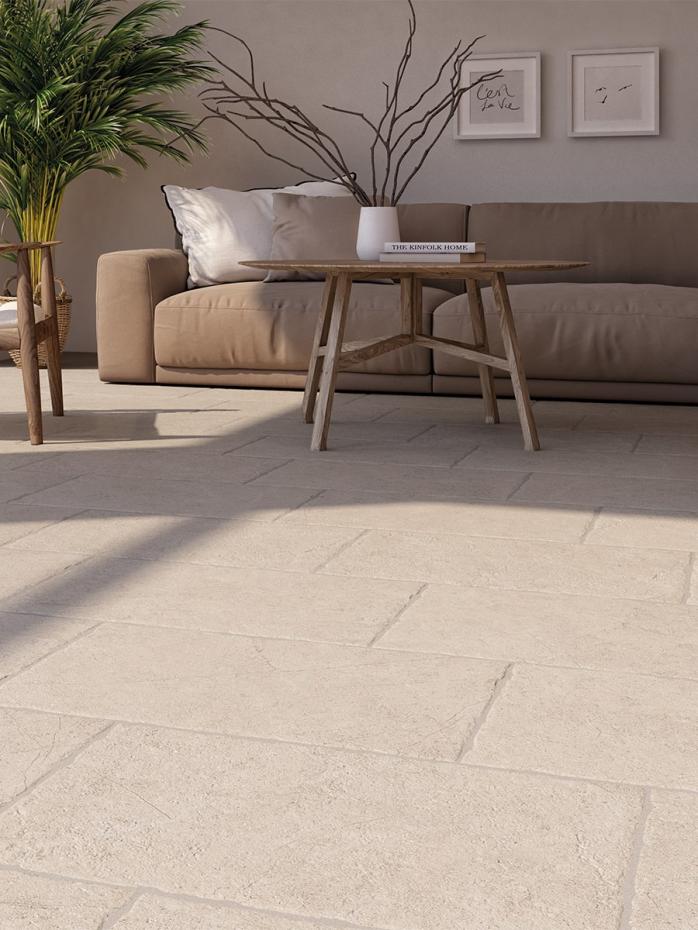 Lyon Limestone Antique Chiselled Edge Porcelain Tile - 900x600x9.5mm
