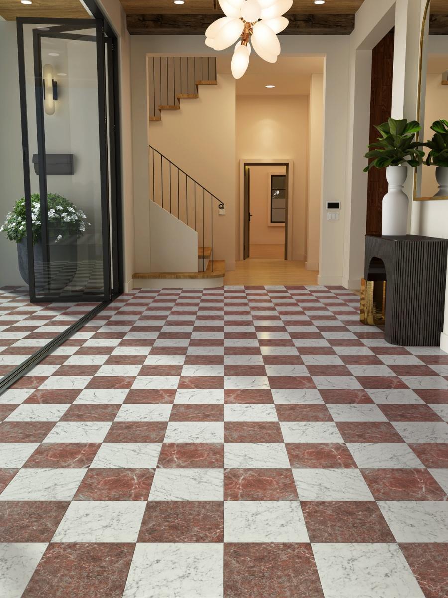 Majestic Rosso Italian Marble Effect Porcelain Tile - 300x300x9mm