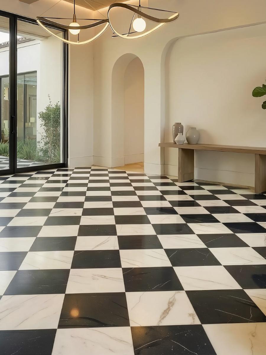 Majestic Noir Italian Marble Effect Porcelain Tile - 300x300x9mm