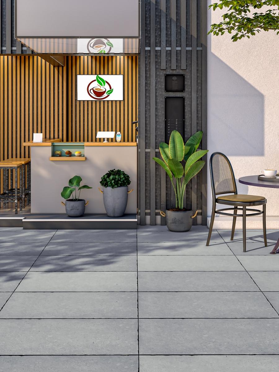 Tuscany Grey Antique Chiselled Edge Porcelain Paving Slabs - 900x600x20mm