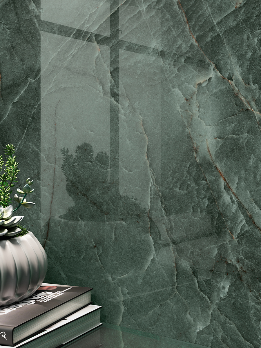 Manos Green High Gloss Wall & Floor Tiles - 1200x600mm