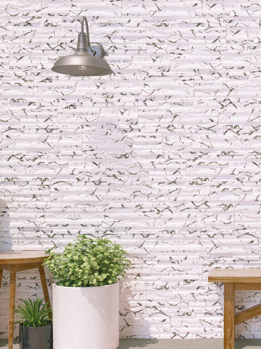 Marmo Calacatta Marble Split Face Effect Porcelain Wall Tiles - 170x520