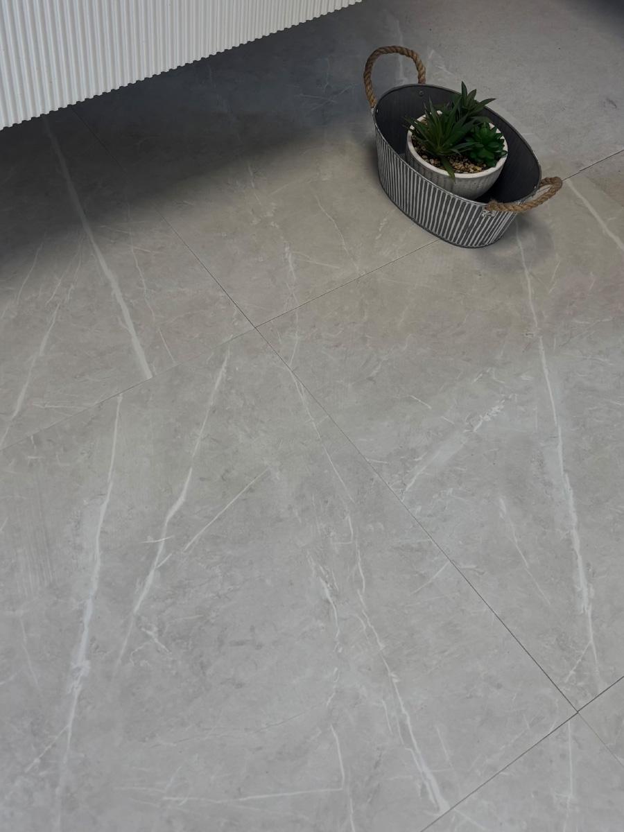 Pulpis Grey Marble Effect Porcelain Tiles - 600x600mm