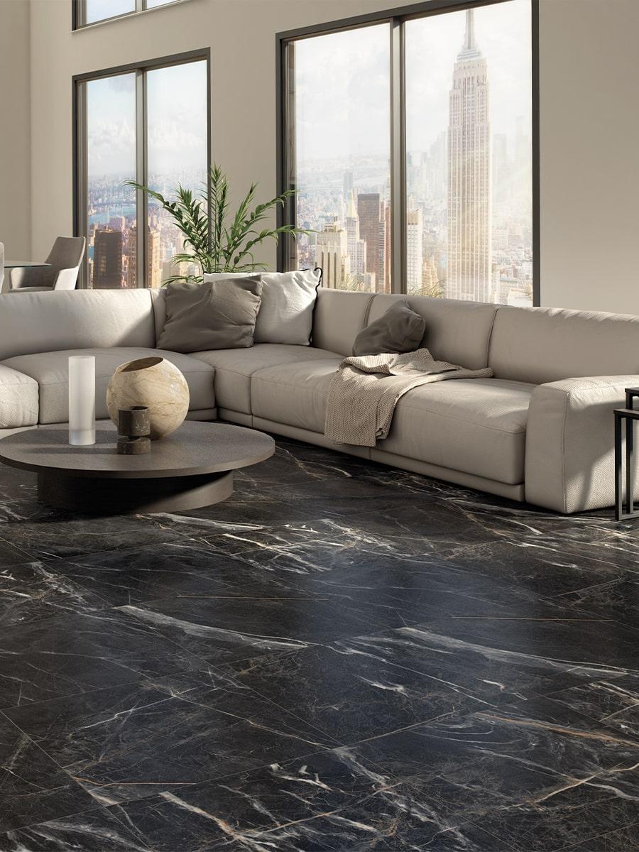 Marquina Black Marble Porcelain Wall & Floor Tile - 600x600mm