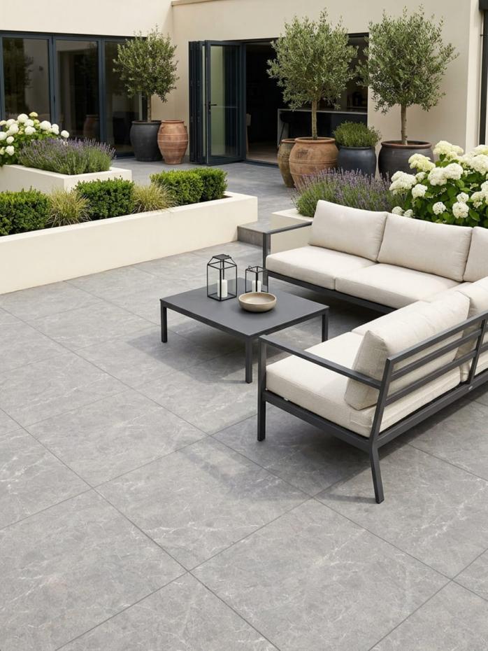 Marquina Grey Outdoor Porcelain Paving Slabs - 800x800x20mm
