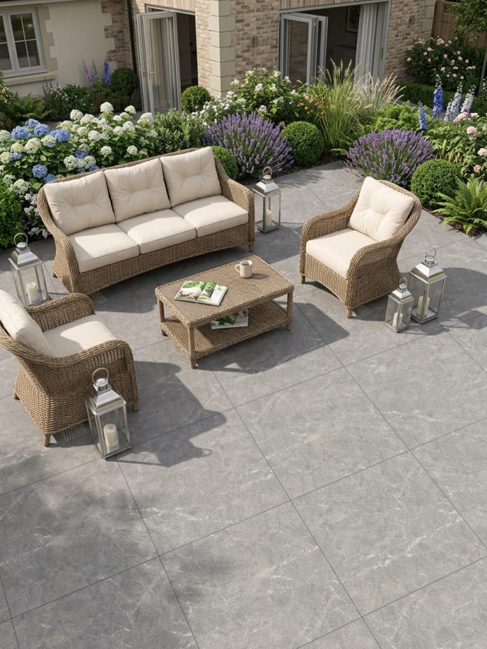 Marquina Grey Outdoor Porcelain Paving Slabs - 800x800x20mm