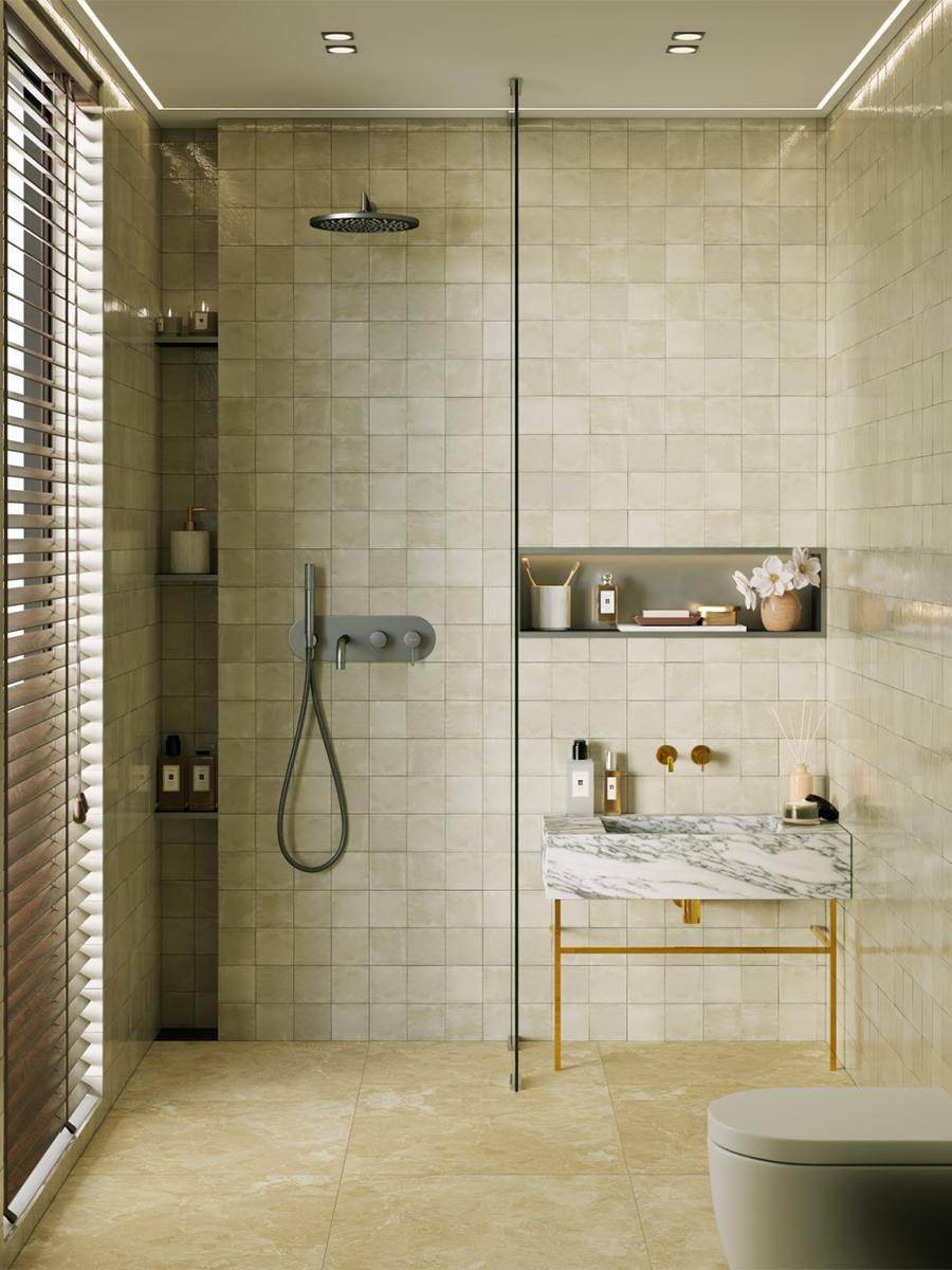 Marrakech Ivory Zellige Porcelain Tile - 100x100mm