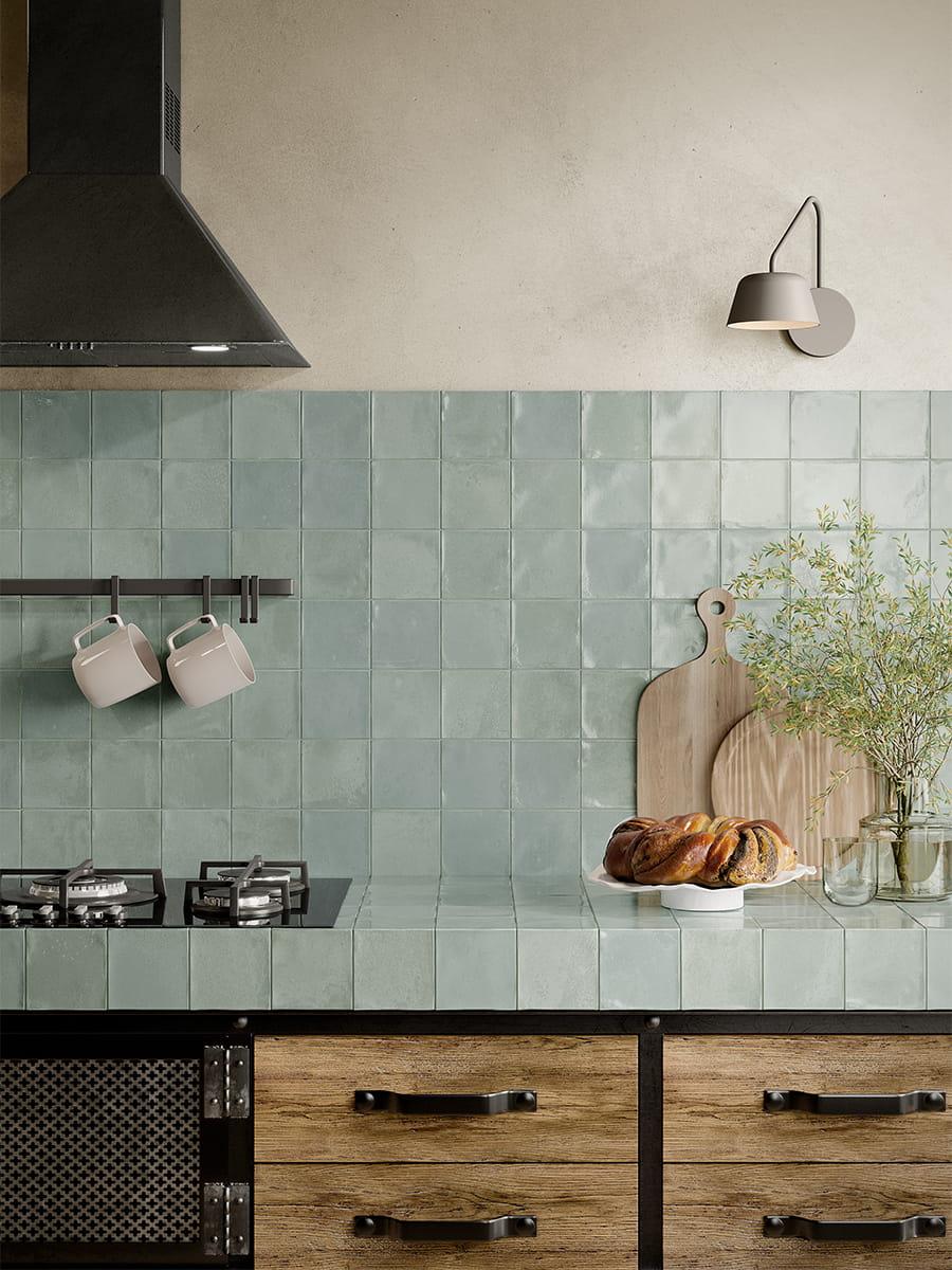 Marrakech Sea Water Zellige Porcelain Tile - 100x100mm