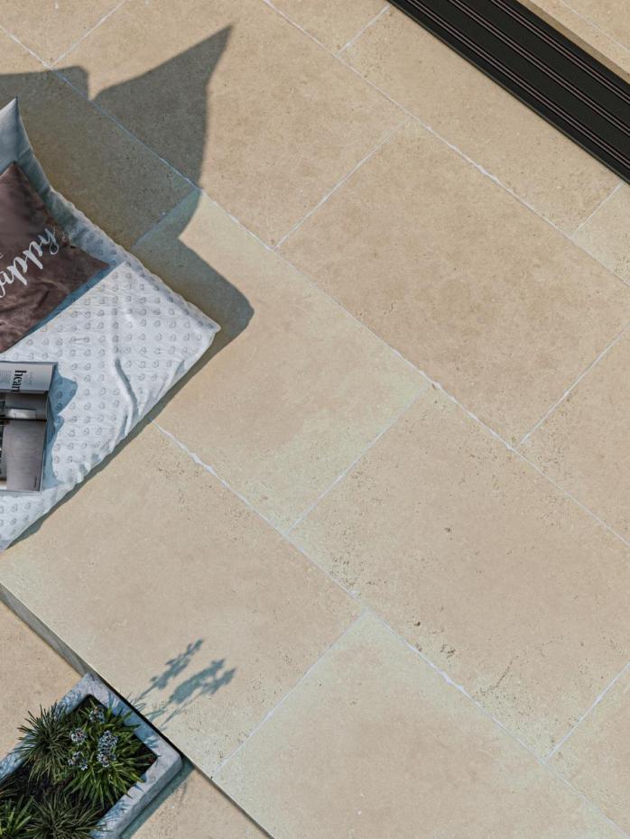 Marseille Cream Antique Chiselled Edge Porcelain Slab -900x600x20mm