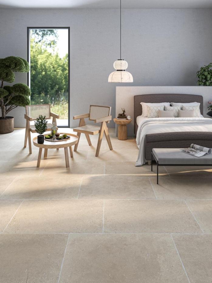 Marseille Cream Antique Chiselled Edge Porcelain Slab - 900x600x20mm