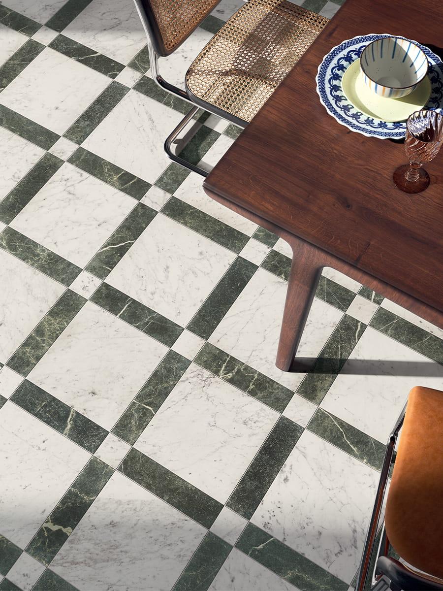 Majestic Carrara Verde Italian Marble Effect Tile - 450x450mm Majestic Carrara Verde Italian Marble Effect Tile - 450x450mm