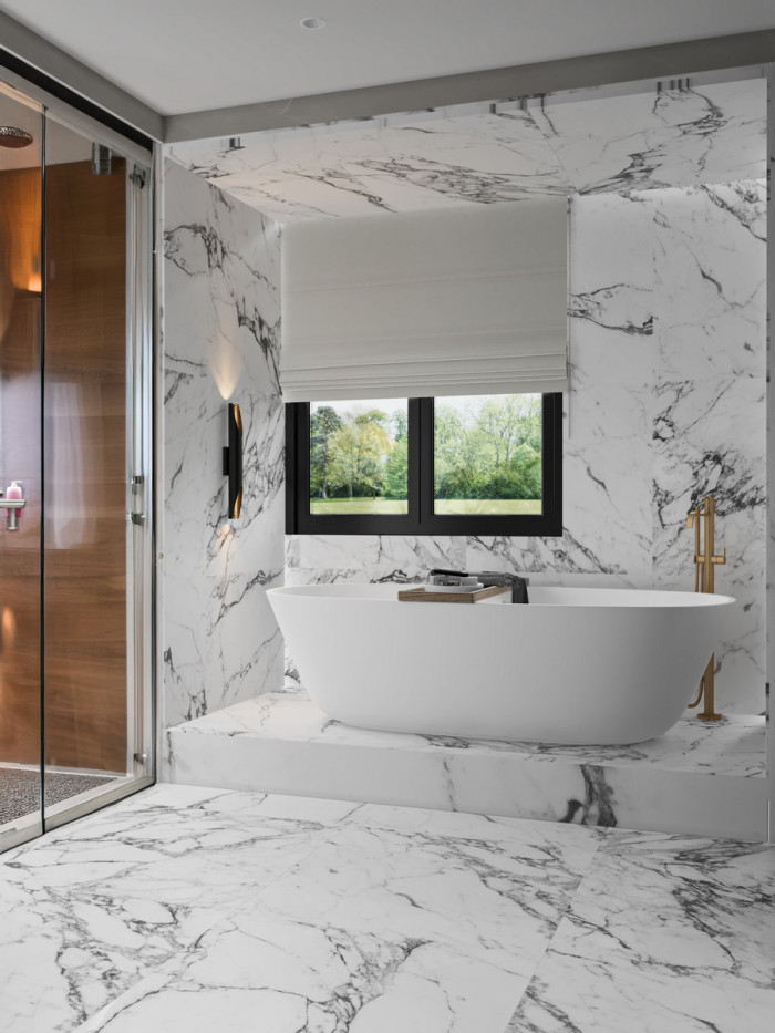 Minorca White Marble Effect Matt Non-Slip Porcelain Tiles - 600x600mm