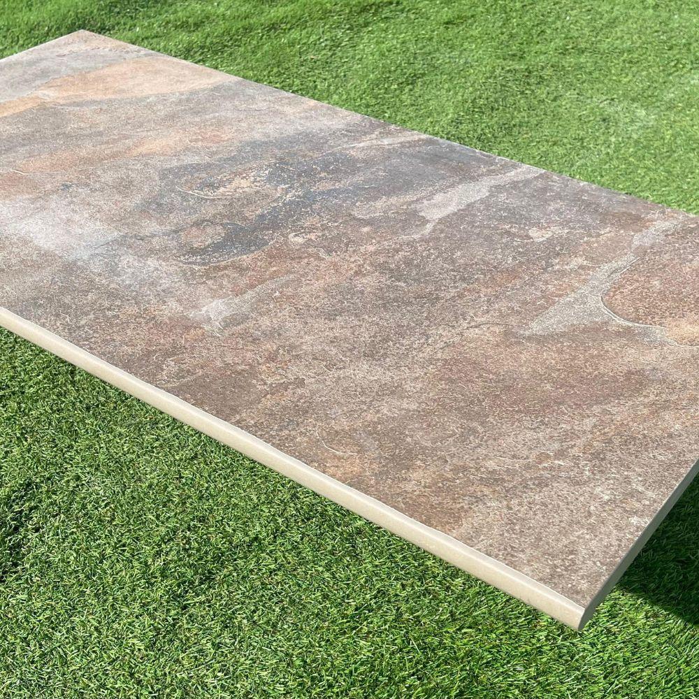 Multicolor Slate Porcelain Paving Bullnose for Steps and Coping - 900x450x20mm