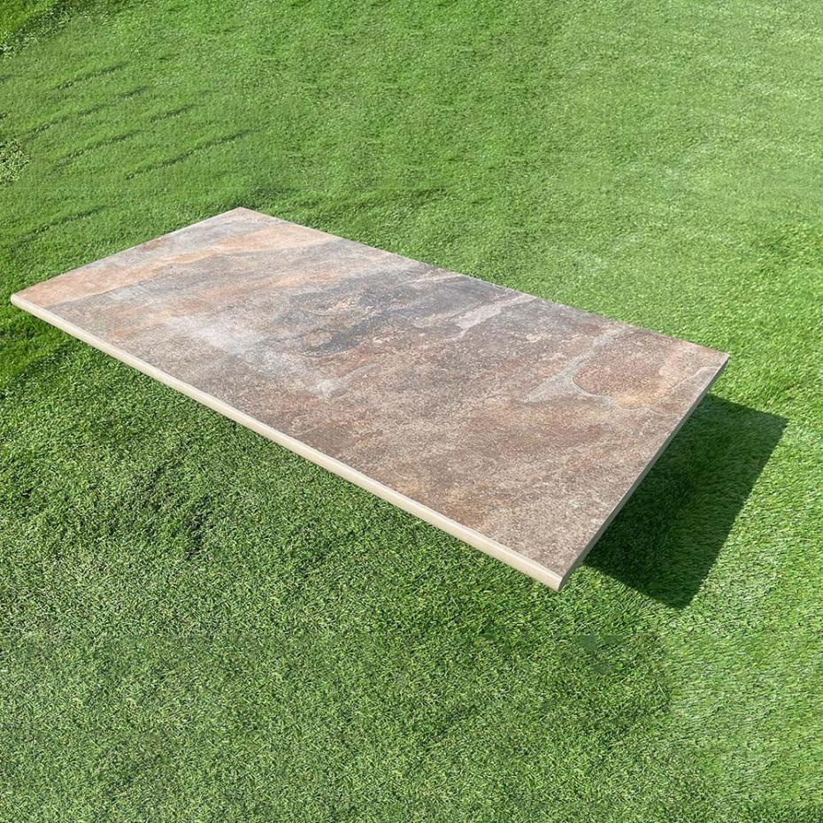 Multicolor Slate Porcelain Paving Bullnose for Steps and Coping - 900x450x20mm