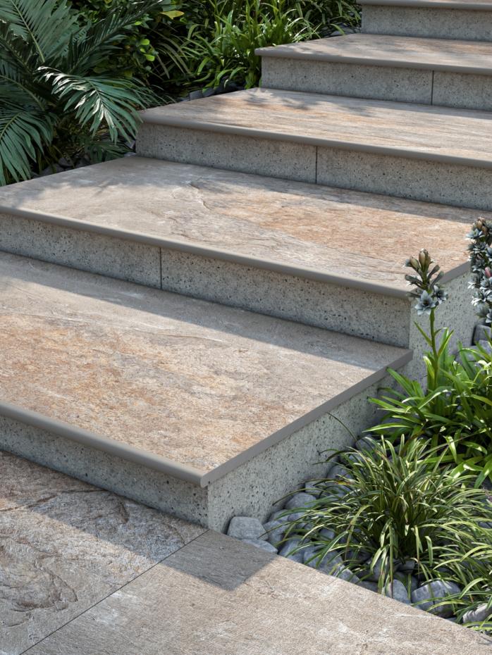 Multicolour Slate Porcelain Bullnose Tiles - 900x450x20mm