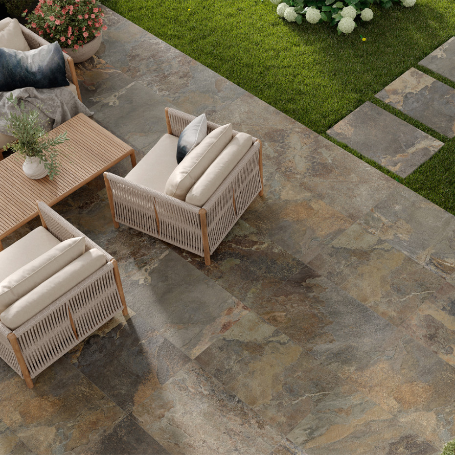 Multicolour Slate Outdoor Porcelain - 900x600x20mm