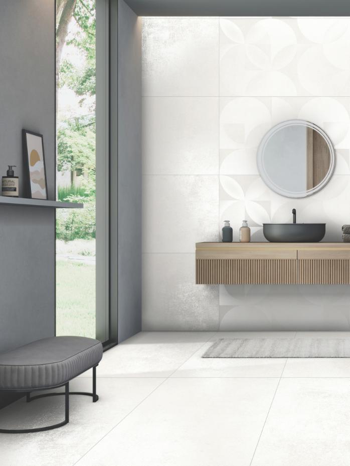 Munich White Porcelain Decor Tiles - 1200x600mm