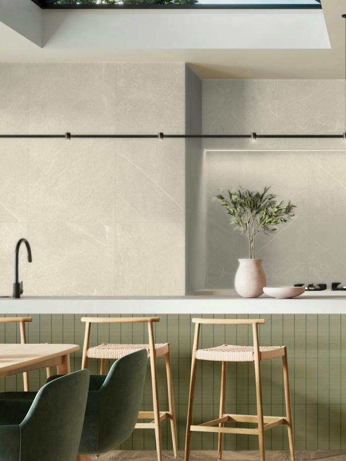 Mythe White Slate Effect Non Slip Porcelain Tile - 600x300mm