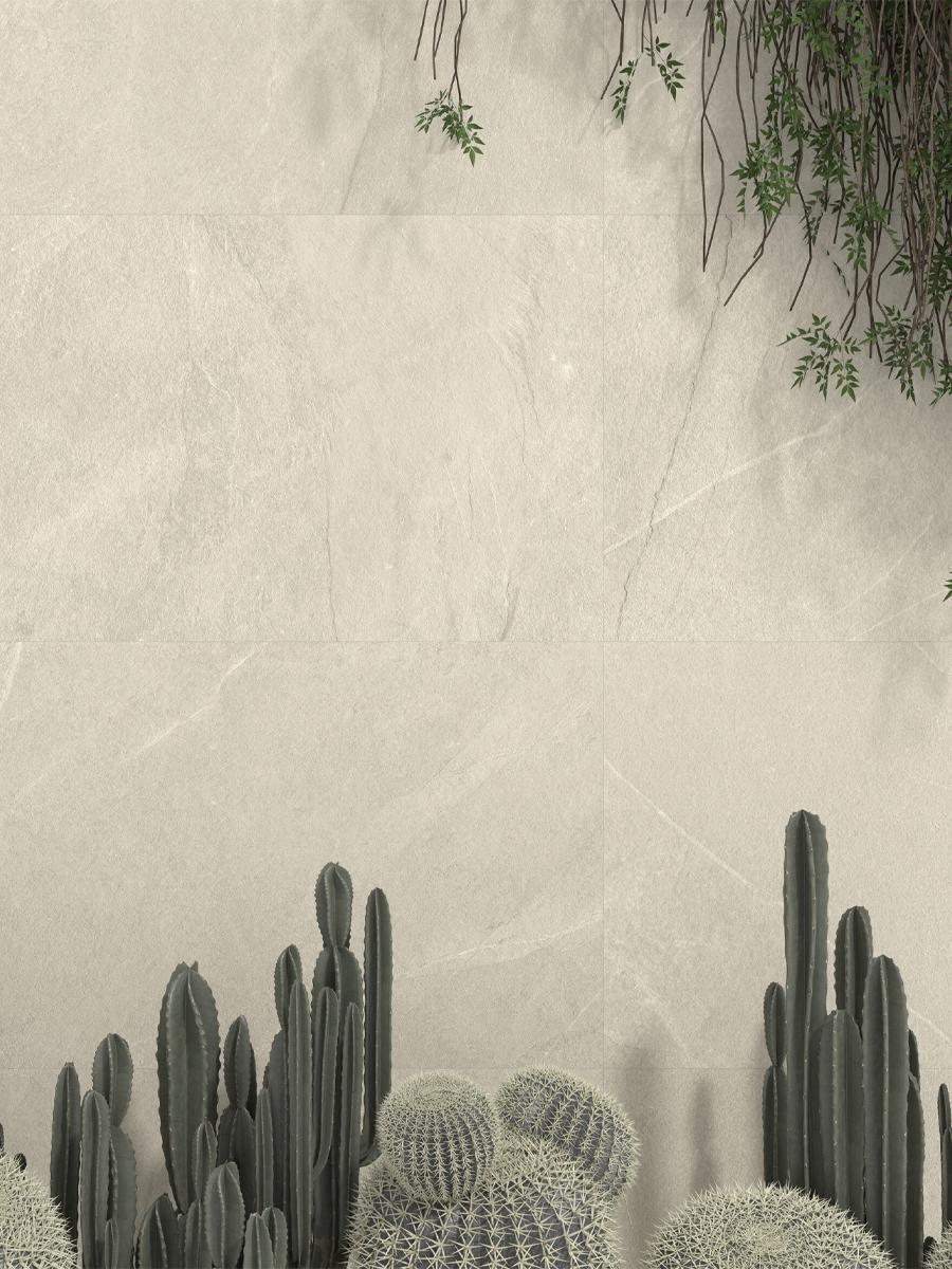 Mythe White Slate Effect Non Slip Porcelain Tile - 600x600mm