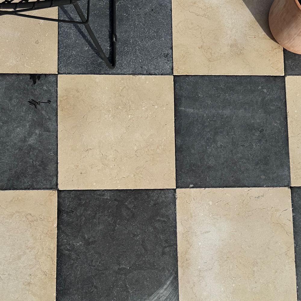 Naples Light And Dark Honed Limestone Checkerboard - Mix Pack
