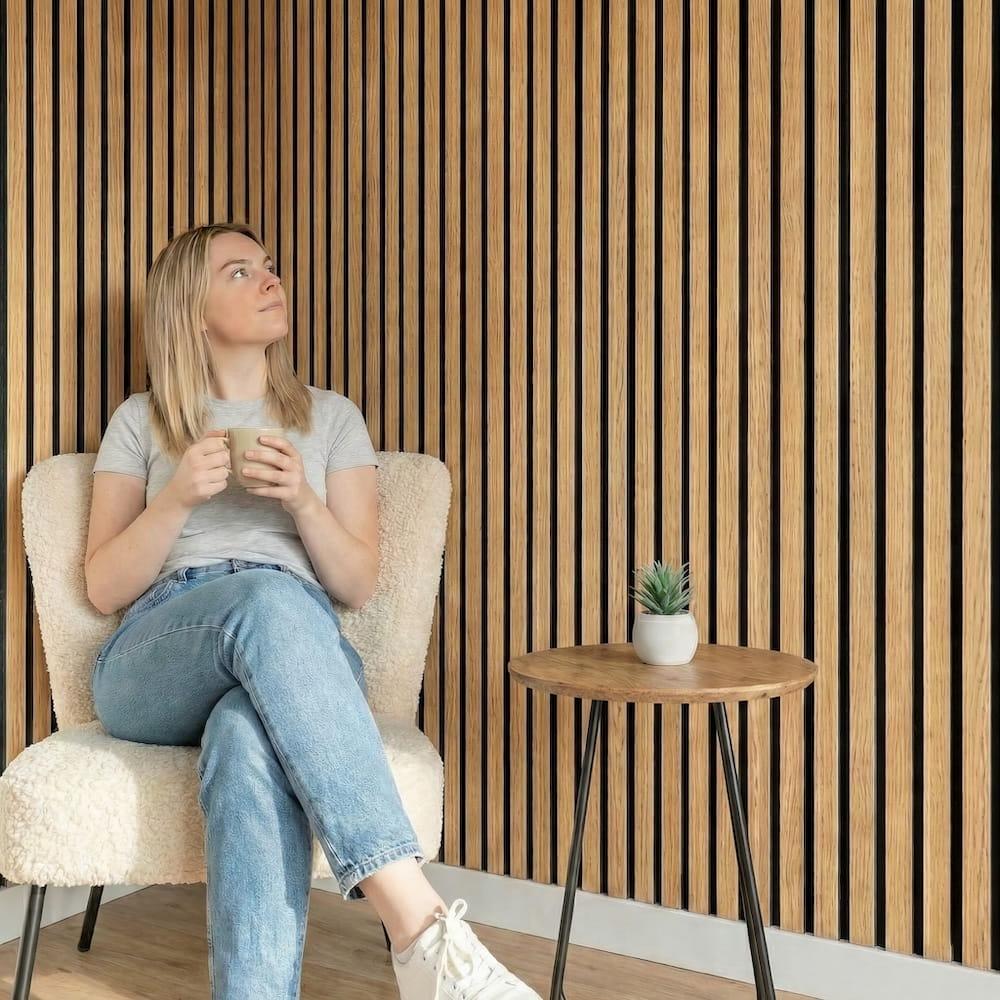 Natural Oak Acoustic Wood Wrapped Wall Panels - 2400x600x21mm