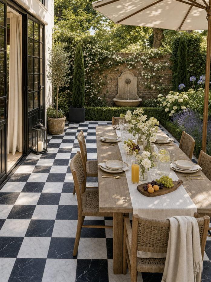 Lusso Carrara + Noir Checkerboard Porcelain Paving - 300x300x20mm
