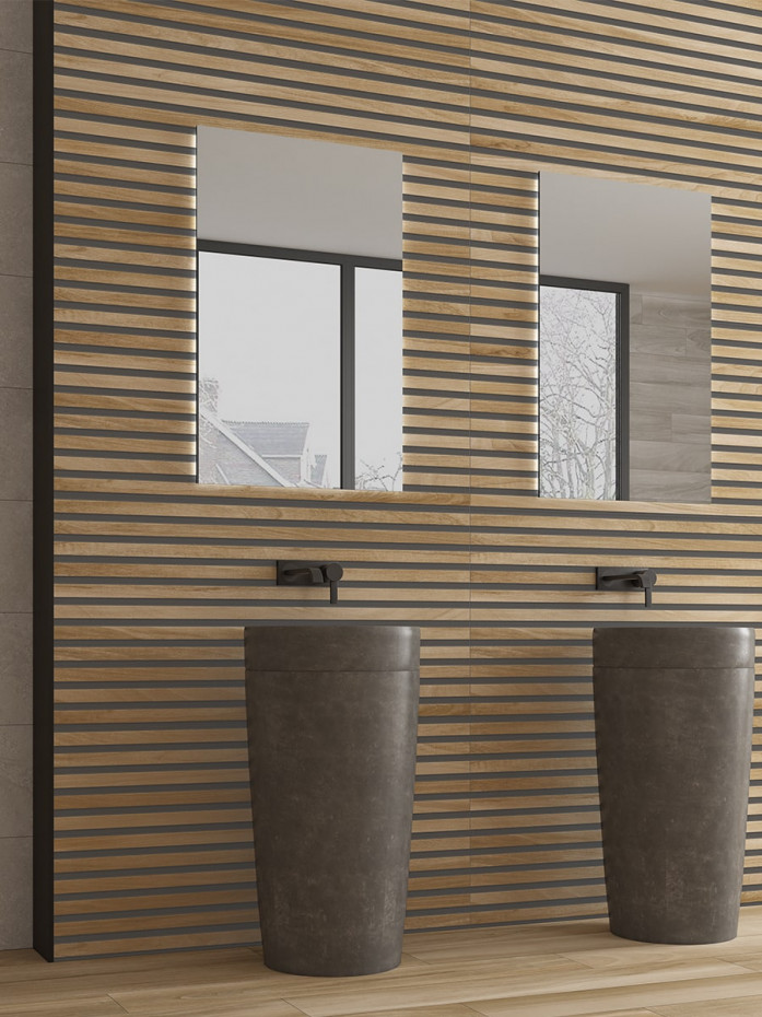 Nordic Oak Wood Slat Decor Tile - 1200x600mm