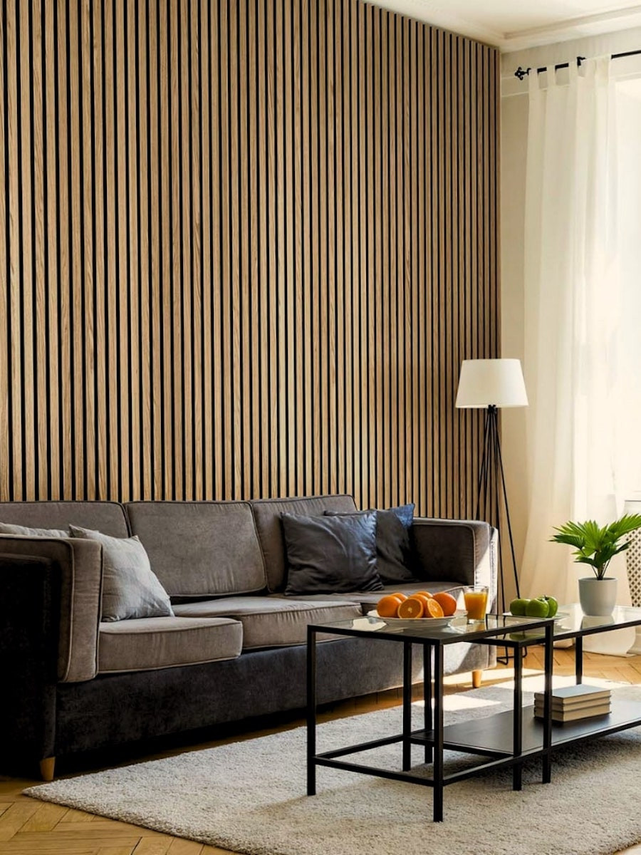 Oak Acoustic Slat Wood Wall Panels - 2400x600mm