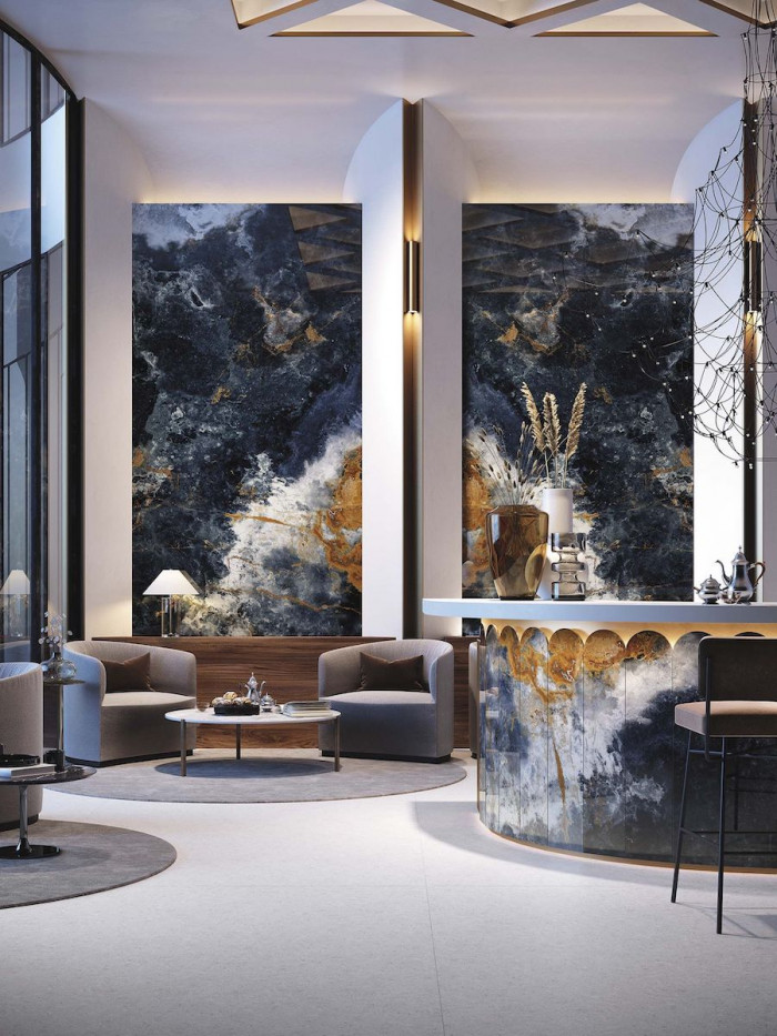 Ocean Blue Extra Large Italian Porcelain Slabs - 3200x1600mm