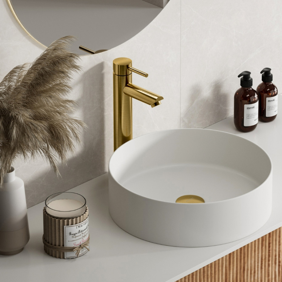 Opulent Brush Gold Tall Basin Mixer Tap