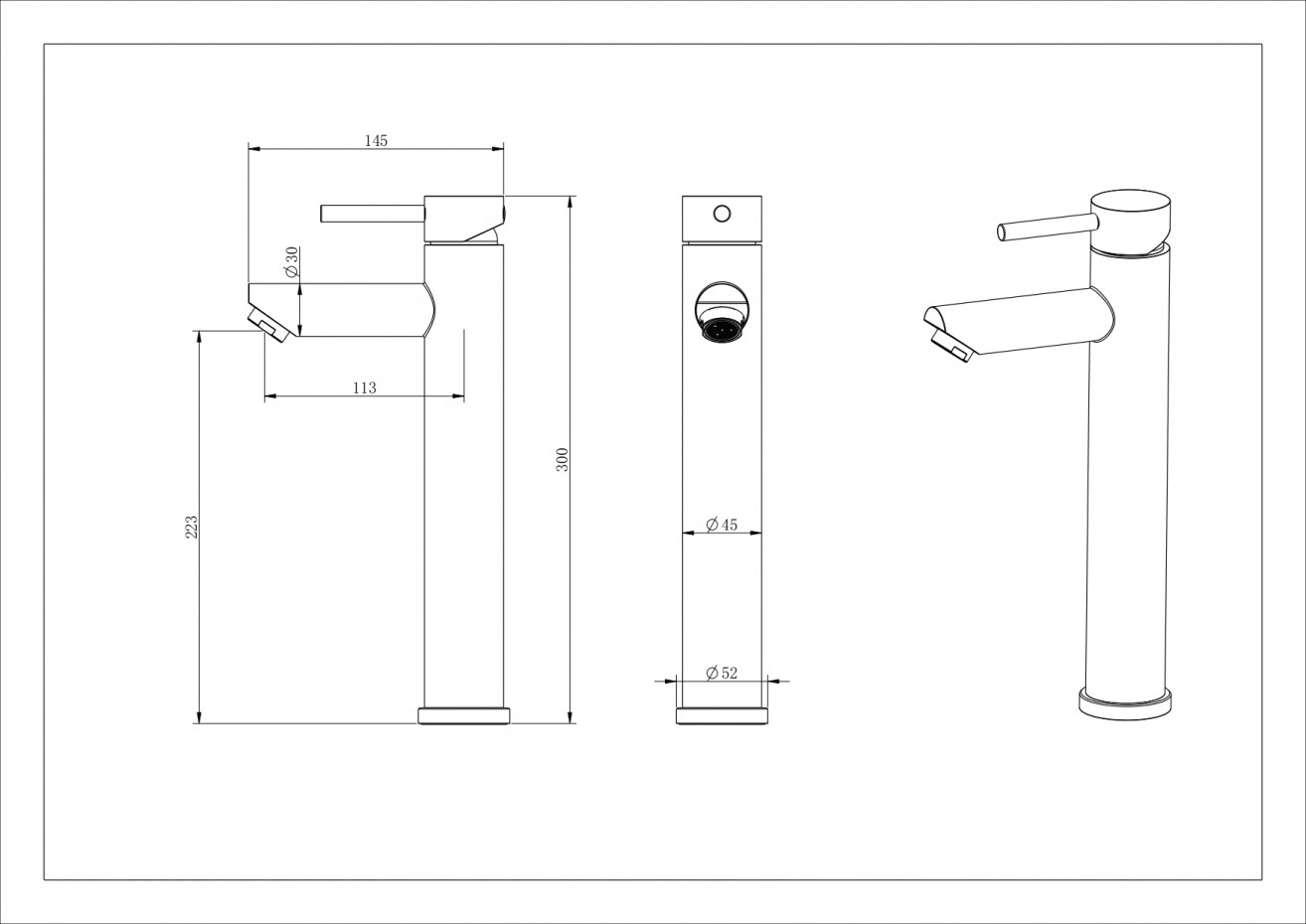 Opulent Matt Black Tall Basin Mixer Tap