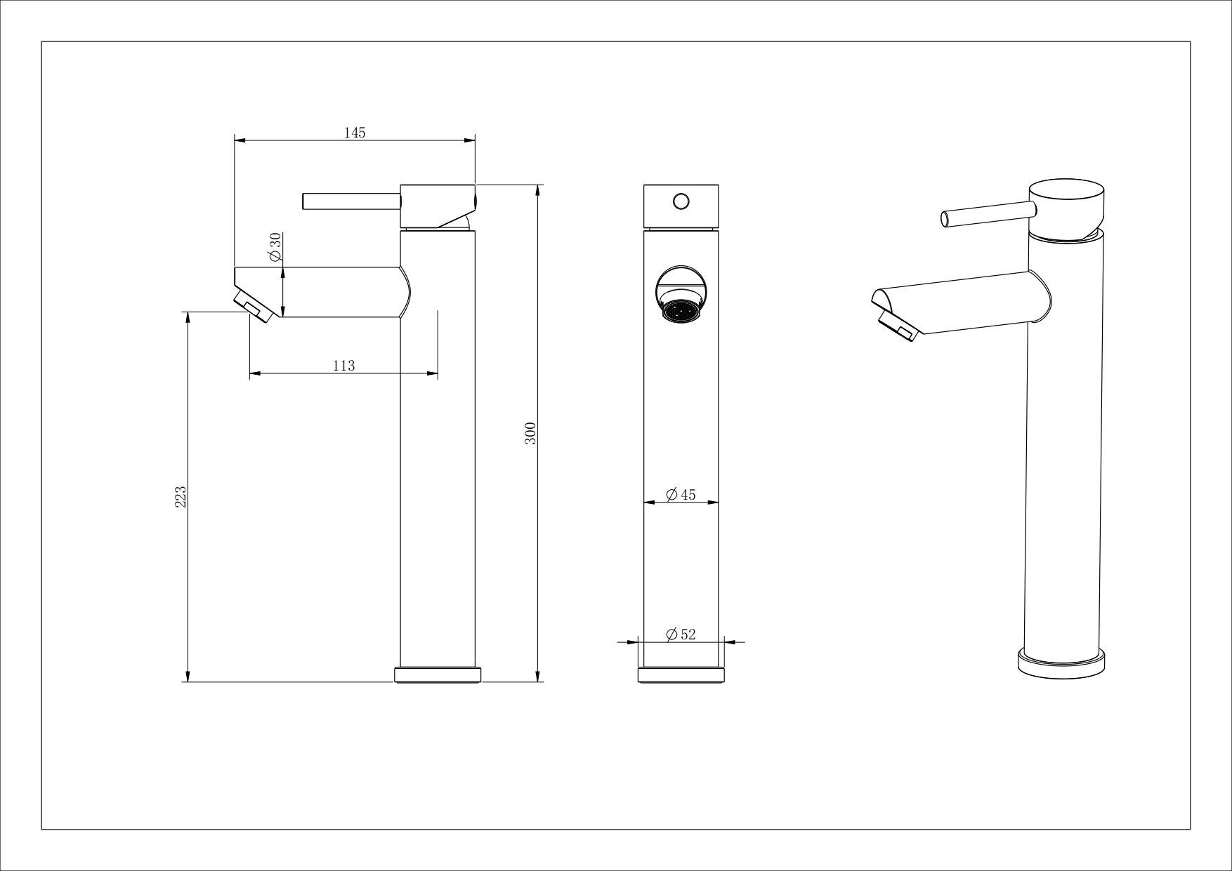 Opulent Matt Black Tall Basin Mixer Tap