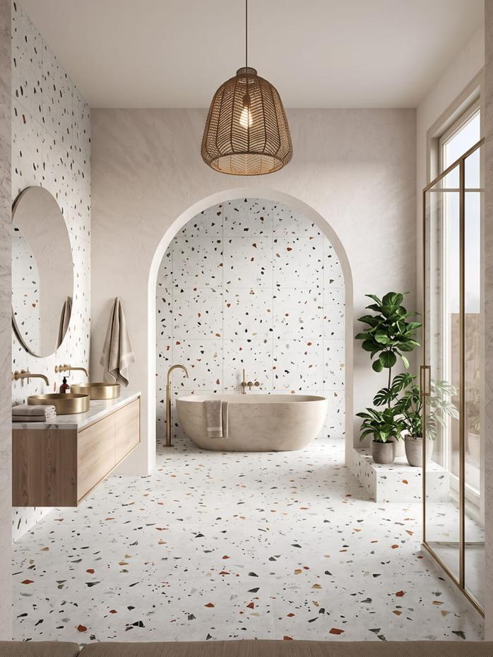 Terrazzo Pearl Porcelain Tile - 600x600mm