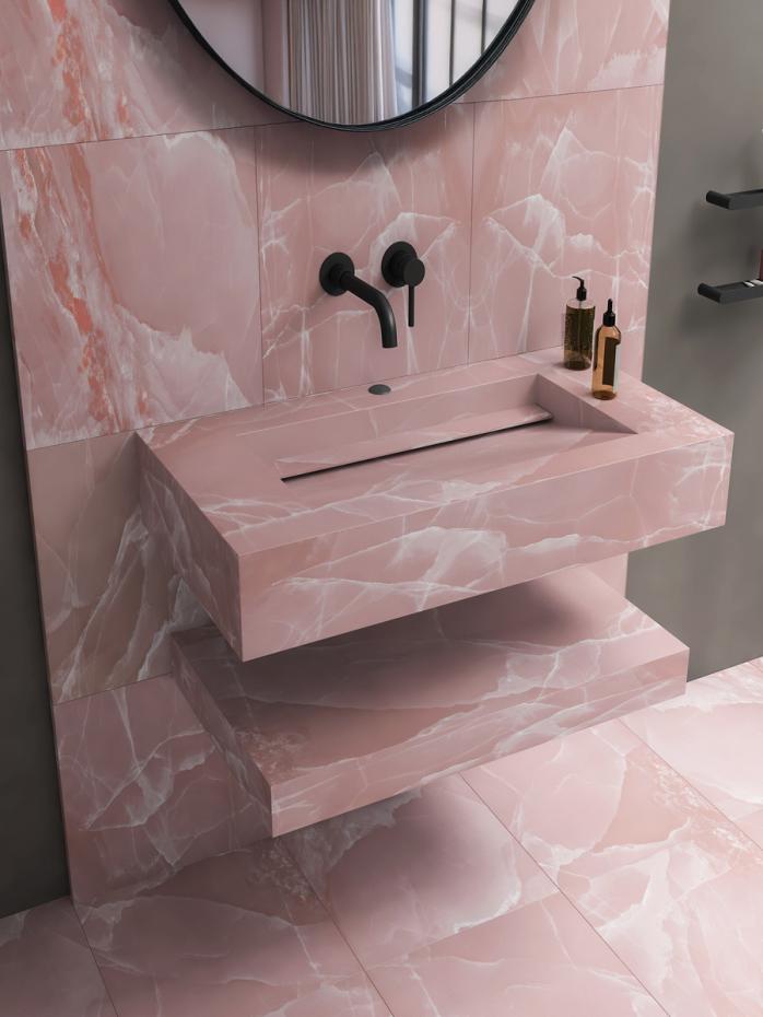 Peach Onyx Sink and Shelf - 750mm
