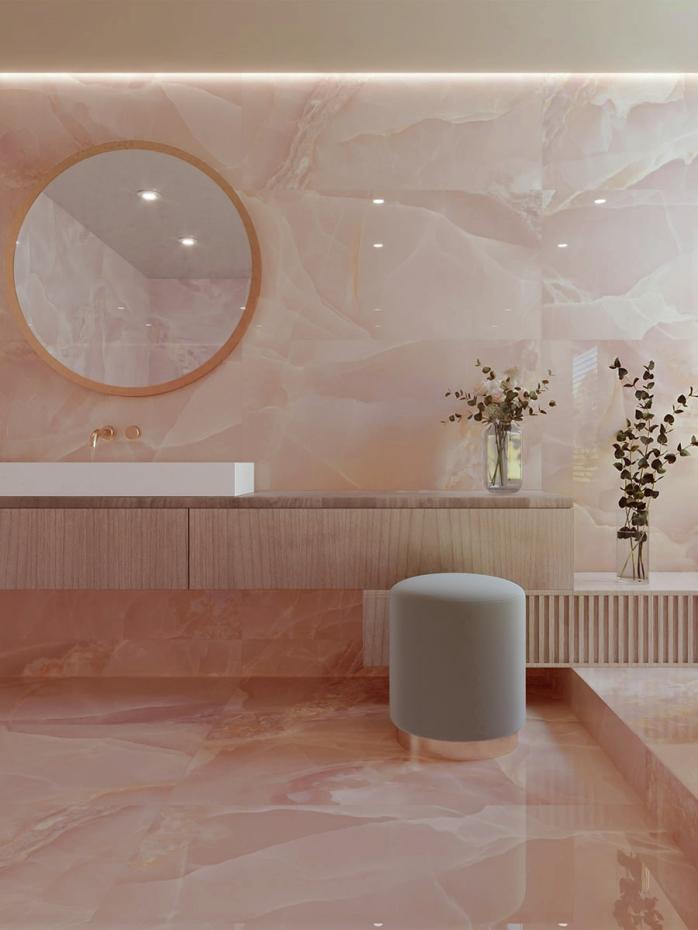 Peach Onyx Porcelain Tile - 1200x600mm (Birmingham Collection Only)