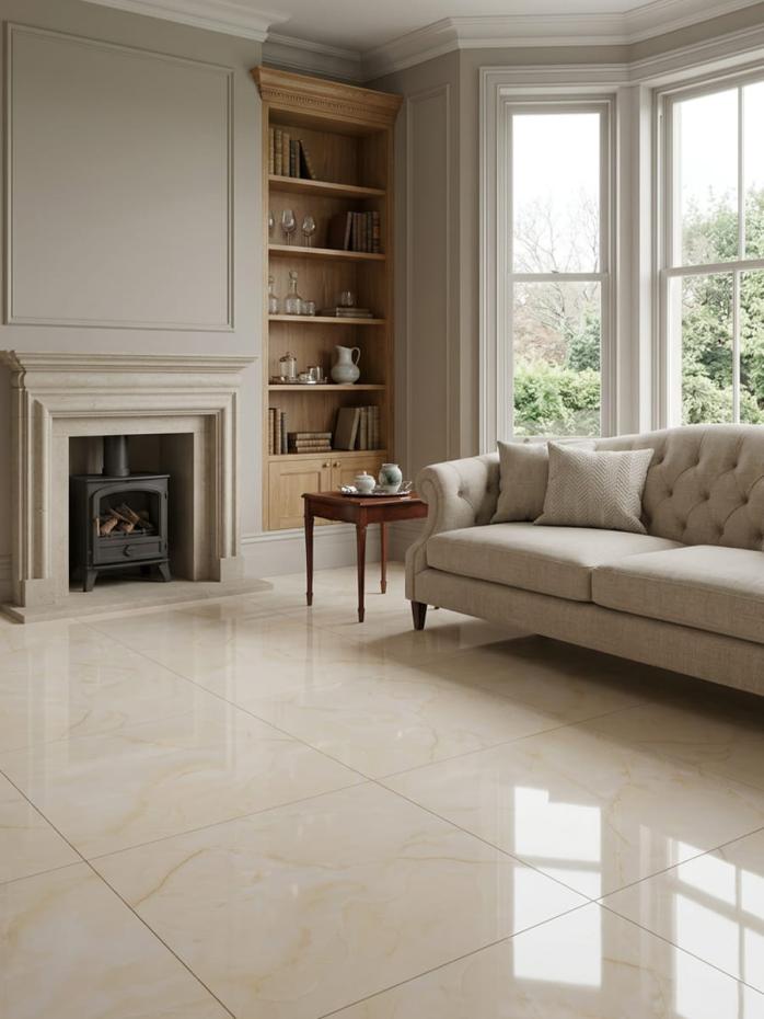 Pearl Bloom Onyx Gloss Porcelain Tile - 600x600mm